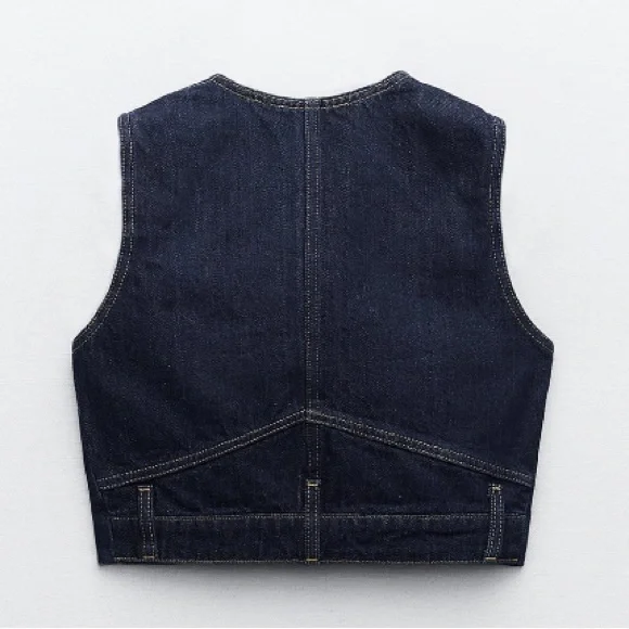 NEW! Zara Dark Denim TRF Vest - Picture 5 of 13